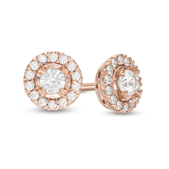 1/3 CT. T.w. Diamond Frame Stud Earrings in 10K Rose Gold