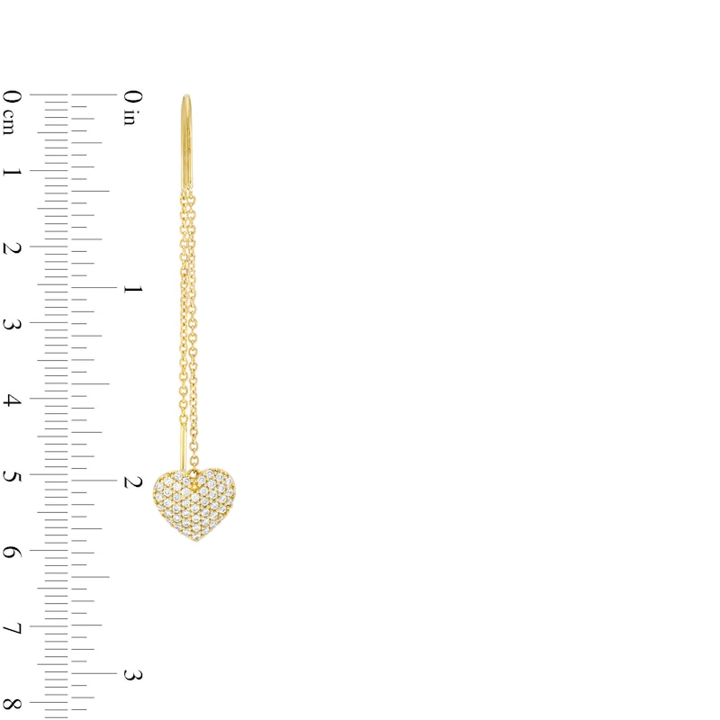 3/8 CT. T.W. Diamond Heart Threader Earrings in 10K Gold