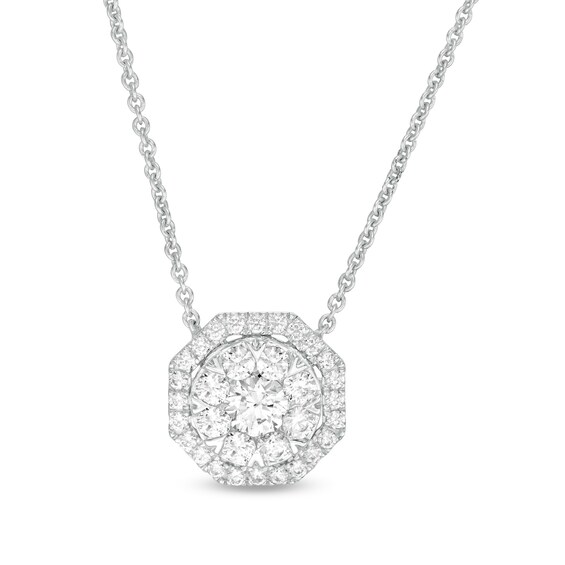 3/4 CT. T.W. Composite Diamond Octagon Frame Necklace in 10K White Gold - 16.5" 3/4 CT. T.W. Composite Diamond Octagon Frame Necklace in 10K White Gold - 16.5"