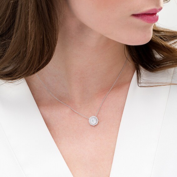 3/4 CT. T.W. Composite Diamond Octagon Frame Necklace in 10K White Gold - 16.5" 3/4 CT. T.W. Composite Diamond Octagon Frame Necklace in 10K White Gold - 16.5"