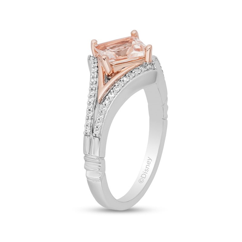 Main Image 2 of Enchanted Disney Aurora Morganite and 1/5 CT. T.W. Diamond Ring in Sterling Silver and 10K Rose Gold