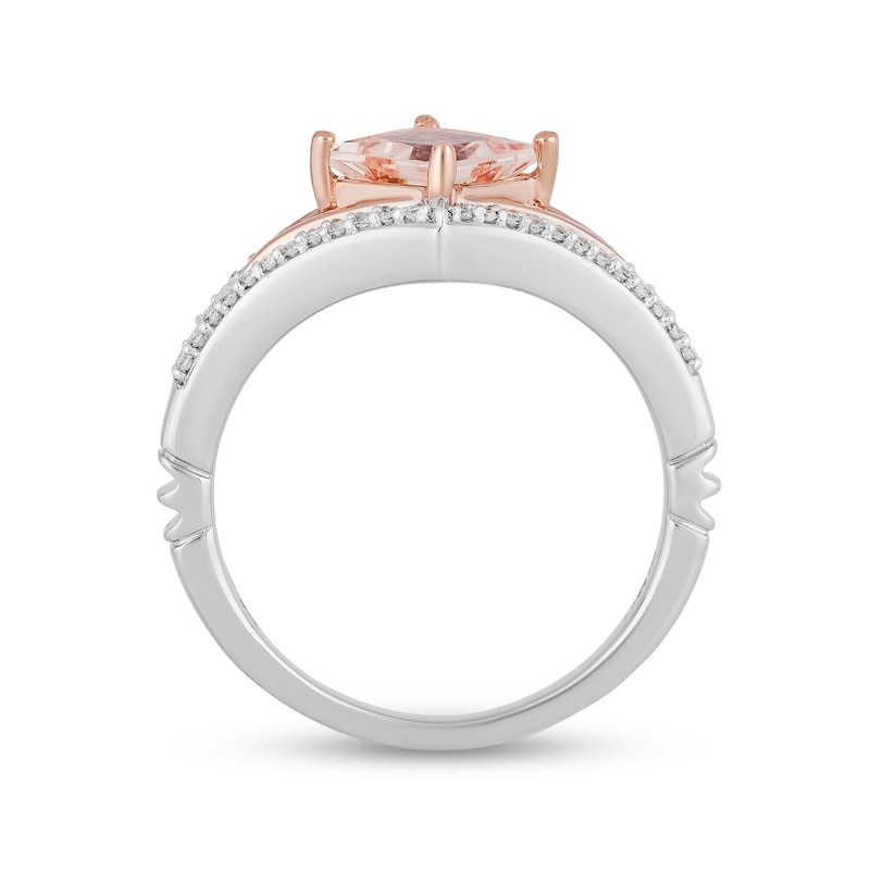 Main Image 3 of Enchanted Disney Aurora Morganite and 1/5 CT. T.W. Diamond Ring in Sterling Silver and 10K Rose Gold
