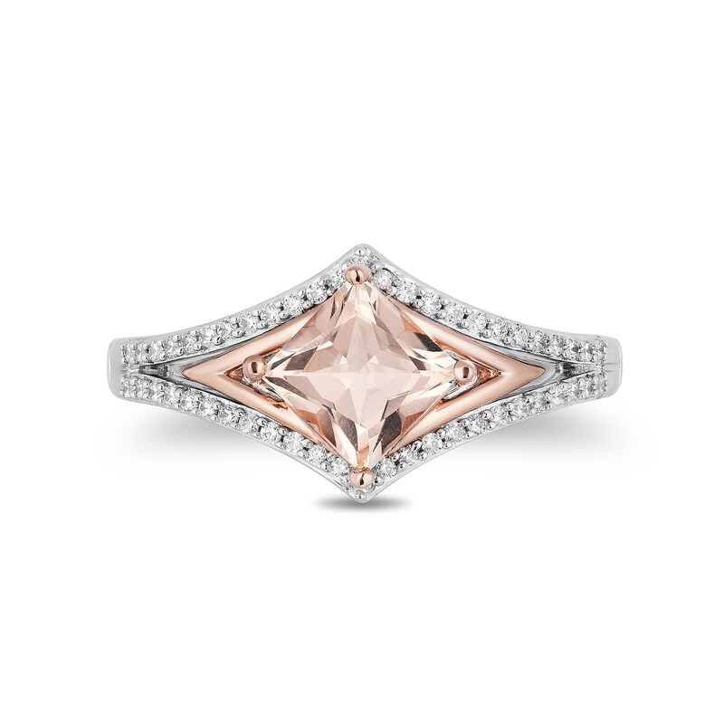 Main Image 4 of Enchanted Disney Aurora Morganite and 1/5 CT. T.W. Diamond Ring in Sterling Silver and 10K Rose Gold