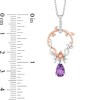 Thumbnail Image 3 of Enchanted Disney Rapunzel Amethyst and 1/10 CT. T.W. Diamond Circle Pendant in Sterling Silver and 10K Rose Gold - 19"