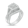 Thumbnail Image 2 of 1 CT. T.W. Composite Diamond Cushion Frame Twist Shank Bridal Set in 10K White Gold