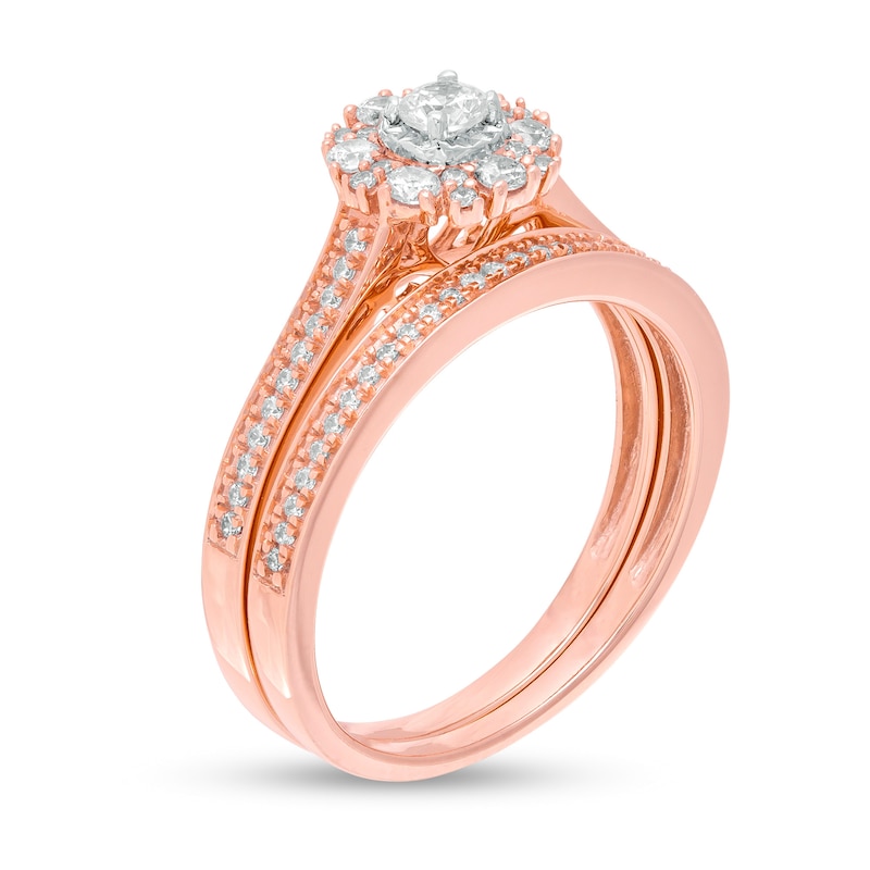 Main Image 3 of 1/2 CT. T.W. Diamond Frame Bridal Set in 10K Rose Gold