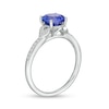 Thumbnail Image 2 of 7.0mm Tanzanite and 1/10 CT. T.W. Diamond Heart-Sides Vintage-Style Engagement Ring in 14K White Gold