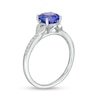 Thumbnail Image 3 of 7.0mm Tanzanite and 1/10 CT. T.W. Diamond Heart-Sides Vintage-Style Engagement Ring in 14K White Gold