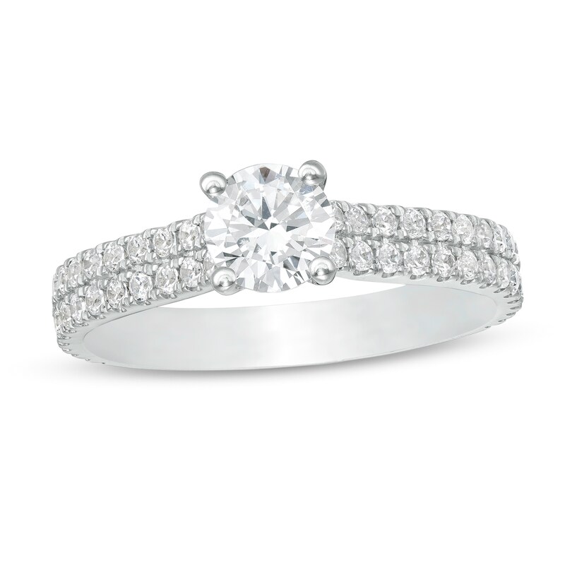 Main Image 1 of 1-1/4 CT. T.W. Diamond Double Row Engagement Ring in 14K White Gold