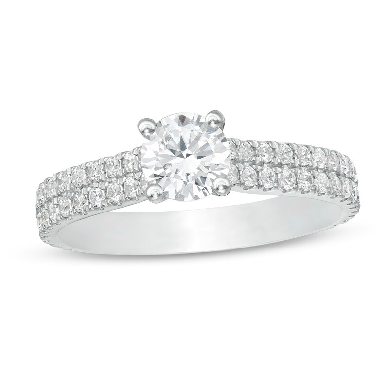 1-1/4 CT. T.W. Diamond Double Row Engagement Ring in 14K White Gold