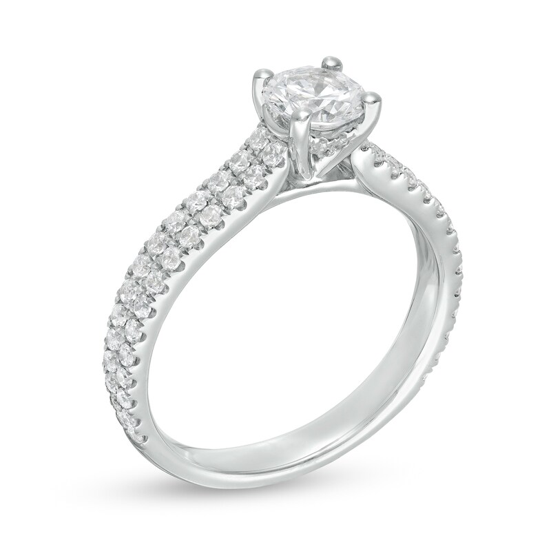 Main Image 3 of 1-1/4 CT. T.W. Diamond Double Row Engagement Ring in 14K White Gold