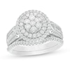 Thumbnail Image 1 of 1 CT. T.W. Baguette and Round Composite Diamond Frame Multi-Row Bridal Set in 10K White Gold