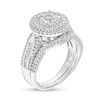 Thumbnail Image 2 of 1 CT. T.W. Baguette and Round Composite Diamond Frame Multi-Row Bridal Set in 10K White Gold