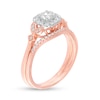 Thumbnail Image 2 of 1/2 CT. T.W. Diamond Cushion Frame Leaf-Sides Bridal Set in 10K Rose Gold