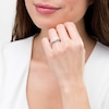 Thumbnail Image 2 of 1/3 CT. T.W. Composite Diamond Frame Three Stone Split Shank Bridal Set in Sterling Silver