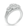 Thumbnail Image 3 of 1/3 CT. T.W. Composite Diamond Frame Three Stone Split Shank Bridal Set in Sterling Silver