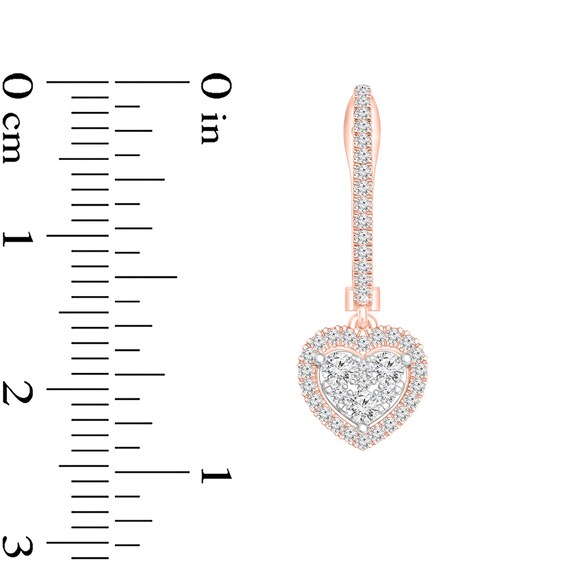 1/2 CT. T.w. Composite Diamond Heart Frame Drop Earrings in 10K Rose Gold