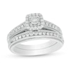 Thumbnail Image 1 of 1/4 CT. T.W. Diamond Cushion Frame Bridal Set in Sterling Silver