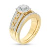 1/4 CT. T.W. Diamond Frame Multi-Row Bridal Set in Sterling Silver with 14K Gold Plate