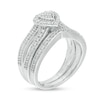Thumbnail Image 3 of 1/4 CT. T.W. Composite Diamond Heart Frame Split Shank Bridal Set in Sterling Silver