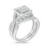 Thumbnail Image 3 of 1/4 CT. T.W. Square Multi-Diamond Frame Twist Shank Bridal Set in Sterling Silver