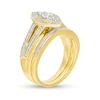 1/6 CT. T.W. Composite Diamond Marquise Frame Multi-Row Bridal Set in Sterling Silver with 14K Gold Plate