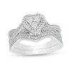 Thumbnail Image 1 of 1/4 CT. T.W. Composite Diamond Heart Frame Twist Shank Bridal Set in Sterling Silver