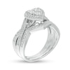 Thumbnail Image 2 of 1/4 CT. T.W. Composite Diamond Heart Frame Twist Shank Bridal Set in Sterling Silver