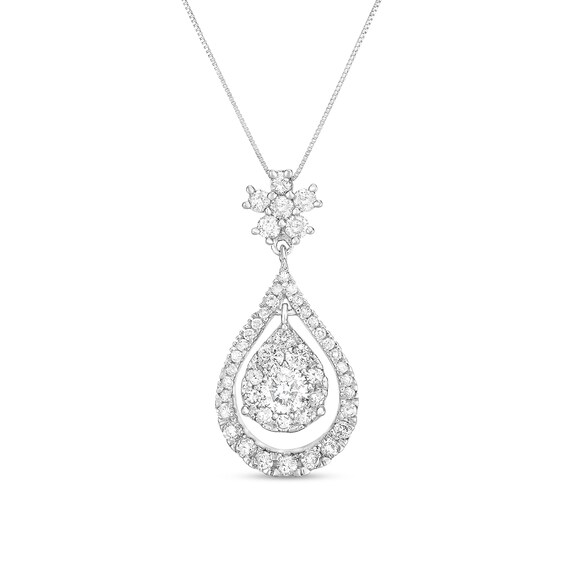 1 CT. T.W. Composite Diamond Frame Teardrop Dangle Pendant in 10K White Gold 1 CT. T.W. Composite Diamond Frame Teardrop Dangle Pendant in 10K White Gold