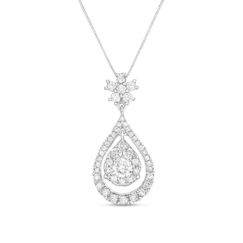 Main Image 1 of 1 CT. T.W. Composite Diamond Frame Teardrop Dangle Pendant in 10K White Gold