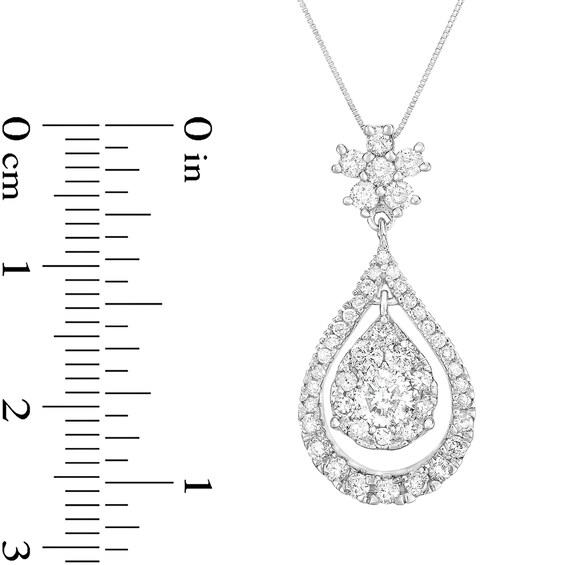 1 CT. T.w. Composite Diamond Frame Teardrop Dangle Pendant in 10K White Gold