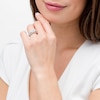 Thumbnail Image 2 of 1/3 CT. T.W. Composite Diamond Cushion Frame Three Stone Bridal Set in Sterling Silver