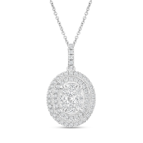 1 CT. T.w. Composite Oval Diamond Double Frame Pendant in 10K White Gold
