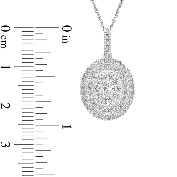 1 CT. T.w. Composite Oval Diamond Double Frame Pendant in 10K White Gold