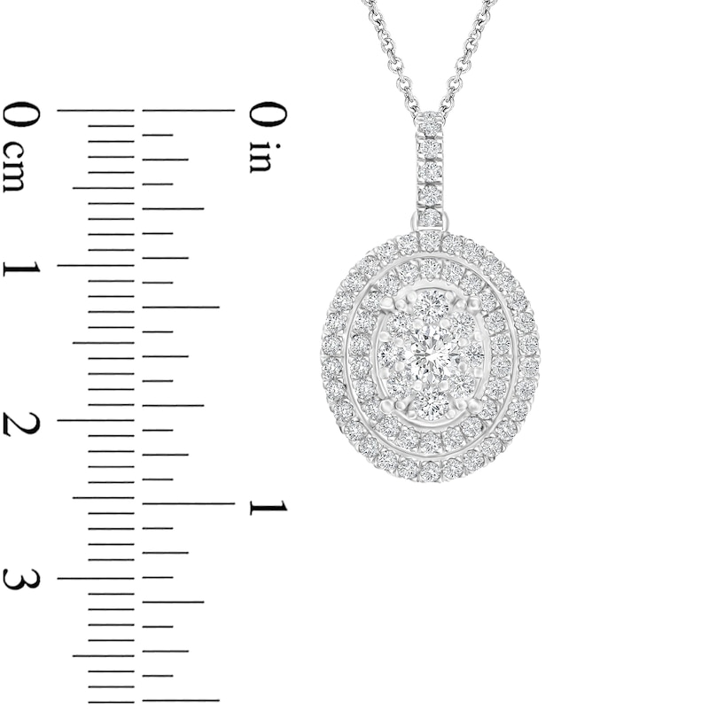 Main Image 2 of 1 CT. T.W. Composite Oval Diamond Double Frame Pendant in 10K White Gold