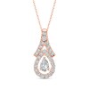 Thumbnail Image 1 of 1/5 CT. T.W. Pear-Shaped Diamond Frame Chevron Pendant in 10K Rose Gold