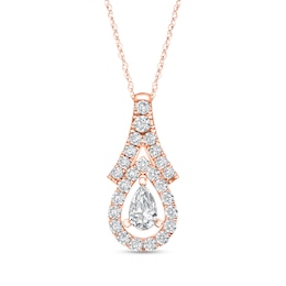 1/5 CT. T.W. Pear-Shaped Diamond Frame Chevron Pendant in 10K Rose Gold