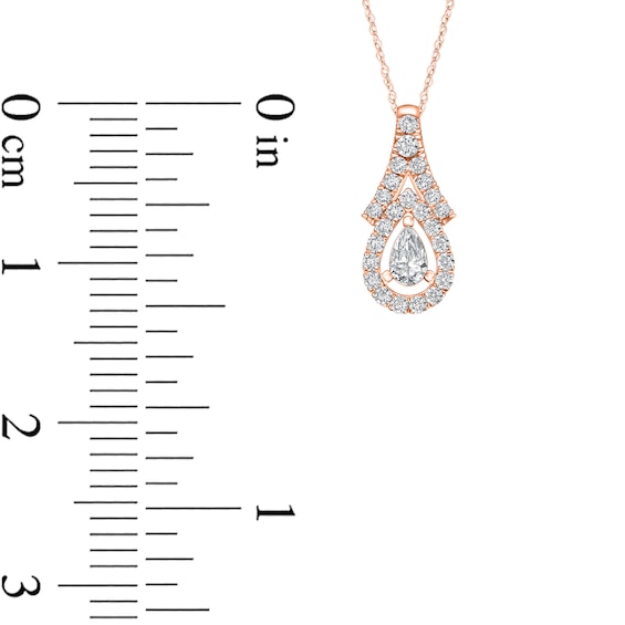 1/5 CT. T.w. Pear-Shaped Diamond Frame Chevron Pendant in 10K Rose Gold