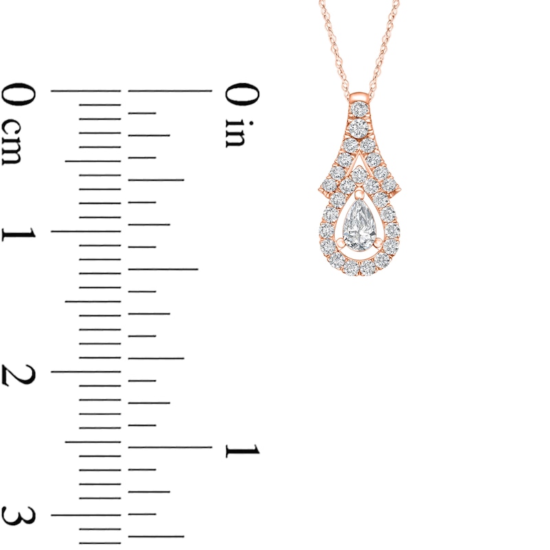 Main Image 2 of 1/5 CT. T.W. Pear-Shaped Diamond Frame Chevron Pendant in 10K Rose Gold