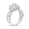 Thumbnail Image 2 of 1/4 CT. T.W. Diamond Cushion and Round Triple Frame Twist Shank Bridal Set in Sterling Silver