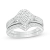 Thumbnail Image 1 of 1/6 CT. T.W. Composite Diamond Pear-Shaped Frame Heart-Sides Bridal Set in Sterling Silver