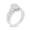 Thumbnail Image 3 of 1/6 CT. T.W. Composite Diamond Pear-Shaped Frame Heart-Sides Bridal Set in Sterling Silver