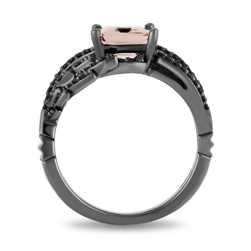 Main Image 3 of Enchanted Disney Villains Maleficent Octagonal Morganite and 1/3 CT. T.W. Black Diamond Ring in Sterling Silver