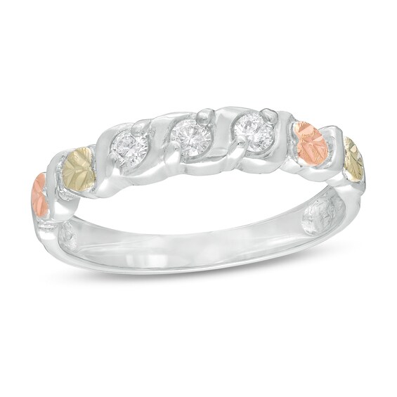 Black Hills Gold 1/6 CT. T.W. Diamond Three Stone Leaf Wedding Band Black Hills Gold 1/6 CT. T.W. Diamond Three Stone Leaf Wedding Band