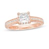 Thumbnail Image 1 of Zales Private Collection 1-1/2 CT. T.W. Certified Princess-Cut Diamond Frame Engagement Ring in 14K Rose Gold (F/I1)