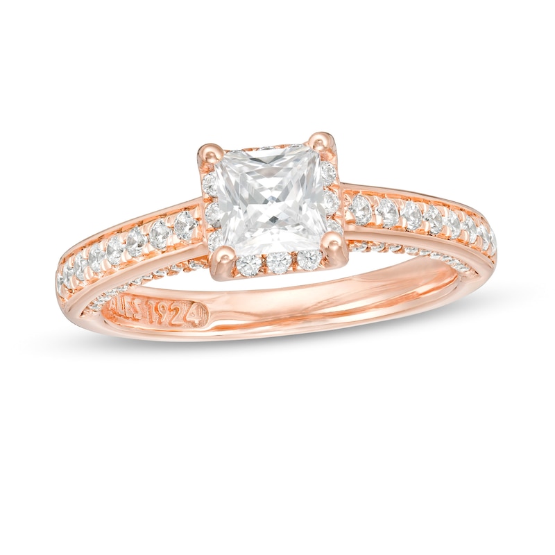 Main Image 1 of Zales Private Collection 1-1/2 CT. T.W. Certified Princess-Cut Diamond Frame Engagement Ring in 14K Rose Gold (F/I1)