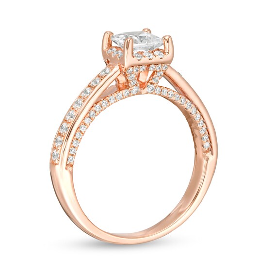 Zales Private Collection 1-1/2 CT. T.w. Certified Princess-Cut Diamond Frame Engagement Ring in 14K Rose Gold (F/I1)