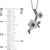 Thumbnail Image 3 of Enchanted Disney Mulan Live Action Rhodolite Garnet and 1/10 CT. T.W. Diamond Flower Pendant in Sterling Silver - 19"