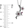 Thumbnail Image 2 of Enchanted Disney Mulan Live Action Rhodolite Garnet and 1/10 CT. T.W. Diamond Flower Pendant in Sterling Silver - 19"