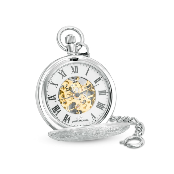 Men's James Michael Mechanical Pocket Watch with Two-Tone Skeleton Dial (Model: Pma181003Z)